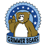 Grimmer Bear with #1 finger on decorative star background