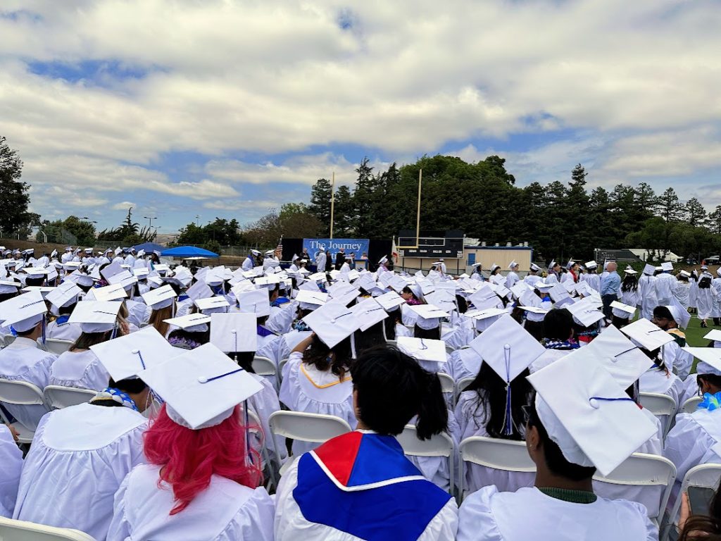 graduates seated on field