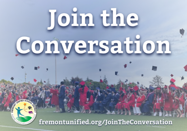 Join the Conversation with graduates in background photo
