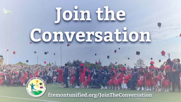 Join the Conversation with graduates in background photo