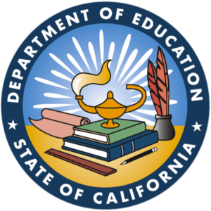 California Department of Education. Displaying a glowing lamp of learning.