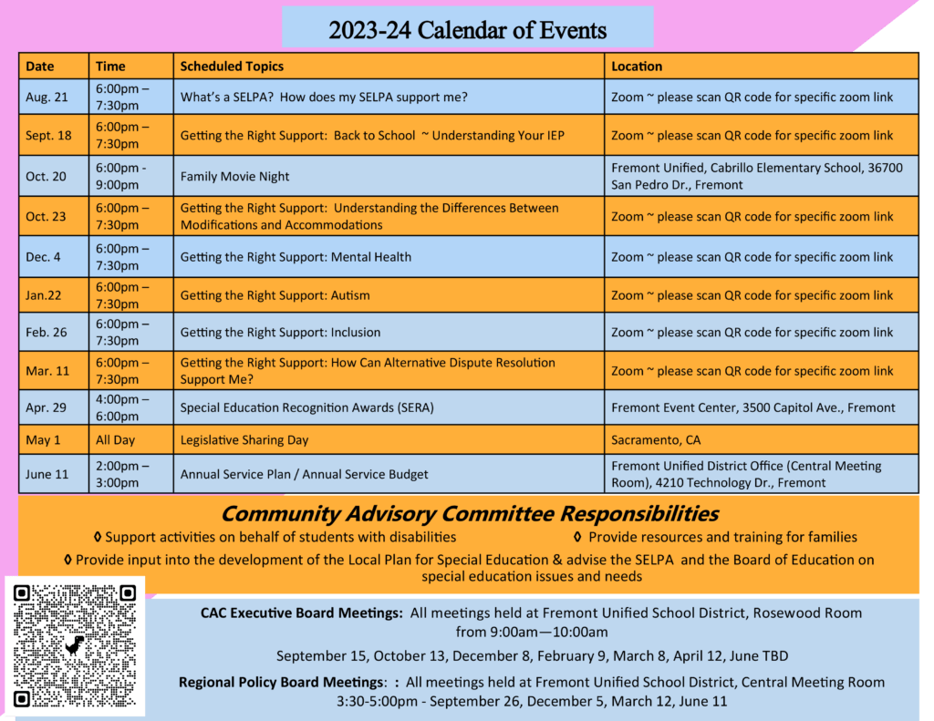 SELPA Calendar Fremont Unified