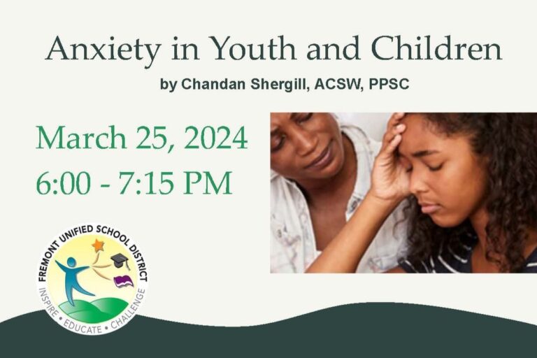 Anxiety in children and youth Workshop Flyer